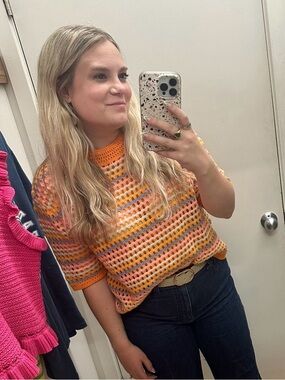 Miss Sparkling open knit colorful sweater